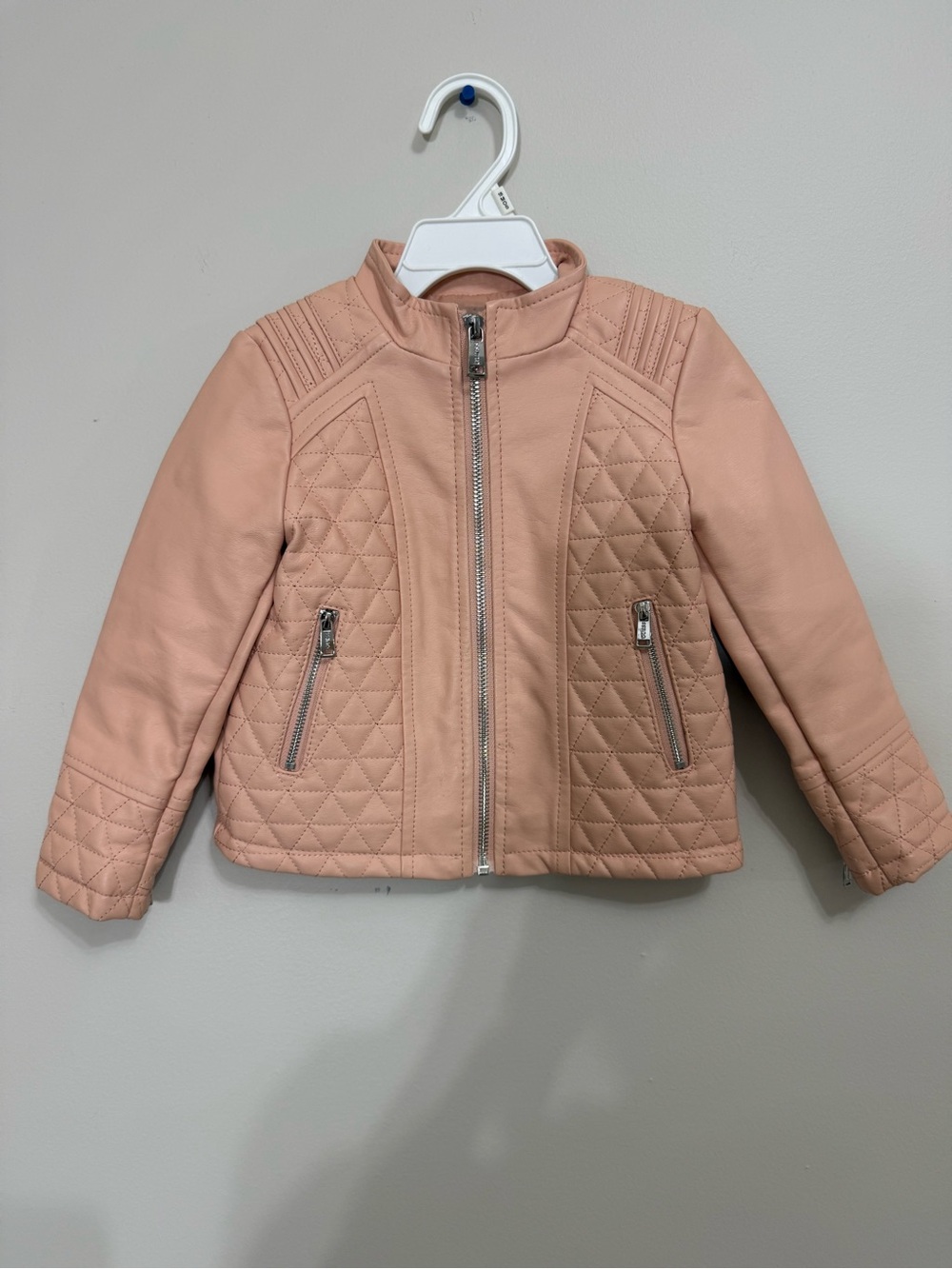 GUESS Los Angeles Girl's  Size 2T Quilted Coat Jacket, Pink/ Beige Faux Leather